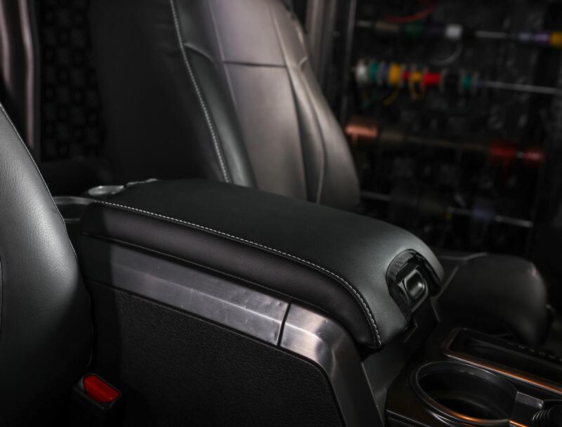 PRP 10-14 Ford Raptor Center Console Cover- Black with Silver Stitch