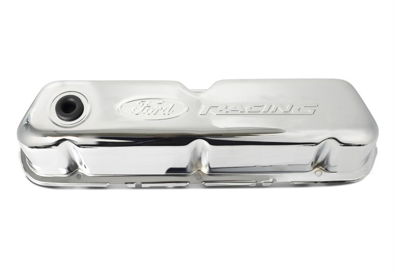 Ford Racing Embosses Logo Stamped Steel Valve Cover Chrome
