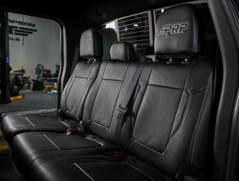 PRP 12-14 Ford Raptor Rear Bench Seat Covers- Black with Silver Stitch