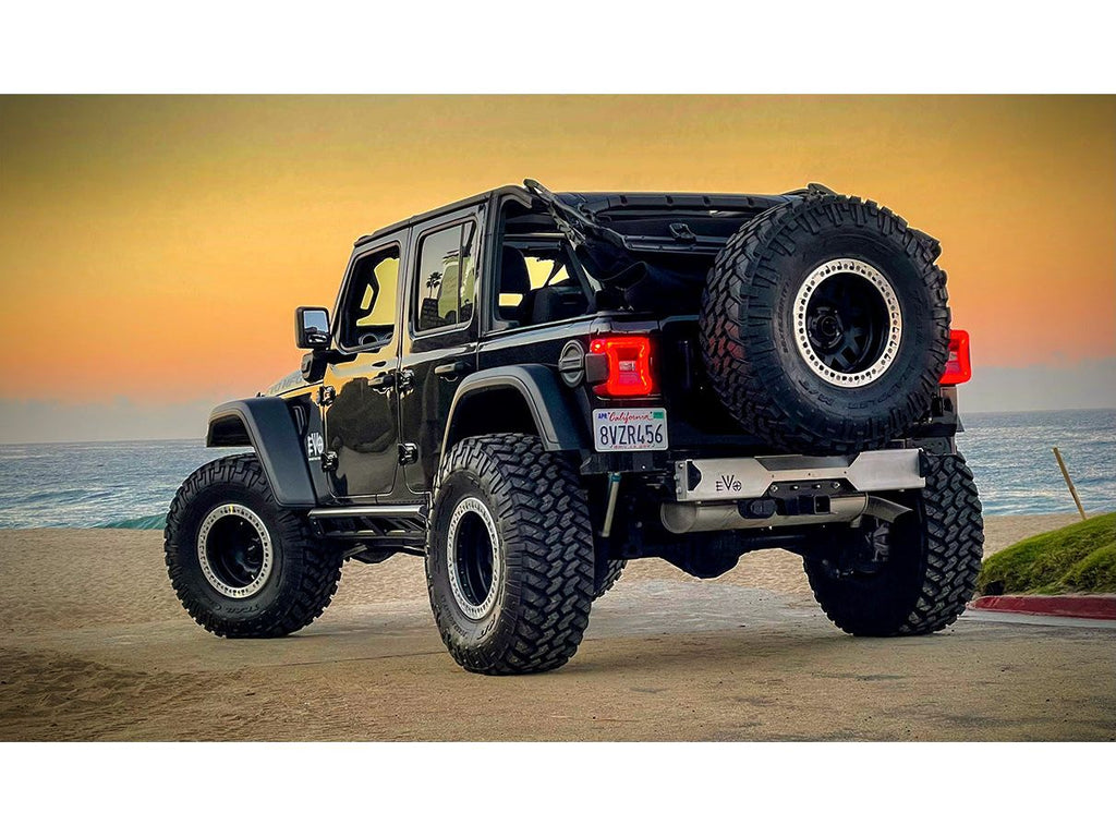 EVO MFG Jeep Wrangler JL/JLU Fascia w/ D Ring Shackle Rear Bumper Delete, Aluminum