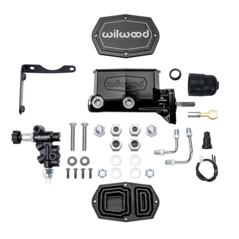Wilwood MOPAR Compact Tandem M/C Kit w/ P-Valve & Pushrod 1in Bore - Black