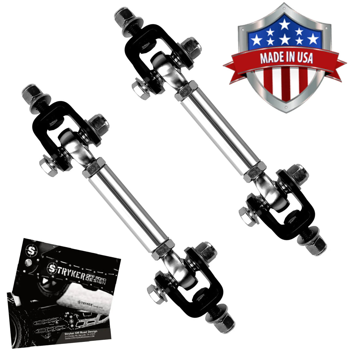 Stryker Off Road Design Billet Aluminum Extreme Articulation Sway Bar End Link Kit (Pair) for 2011-2025 Ford Super Duty