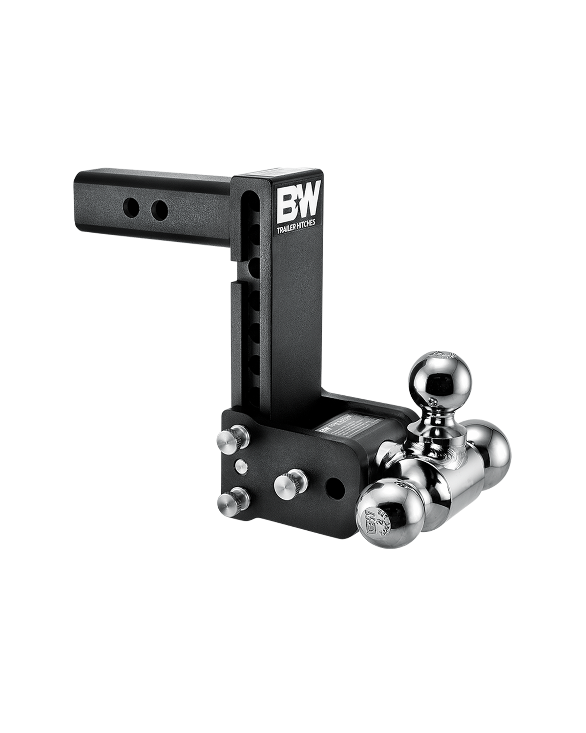 B&W Tow & Stow Adjustable Ball Mount - 2" Shank, 7" Drop, Tri-Ball