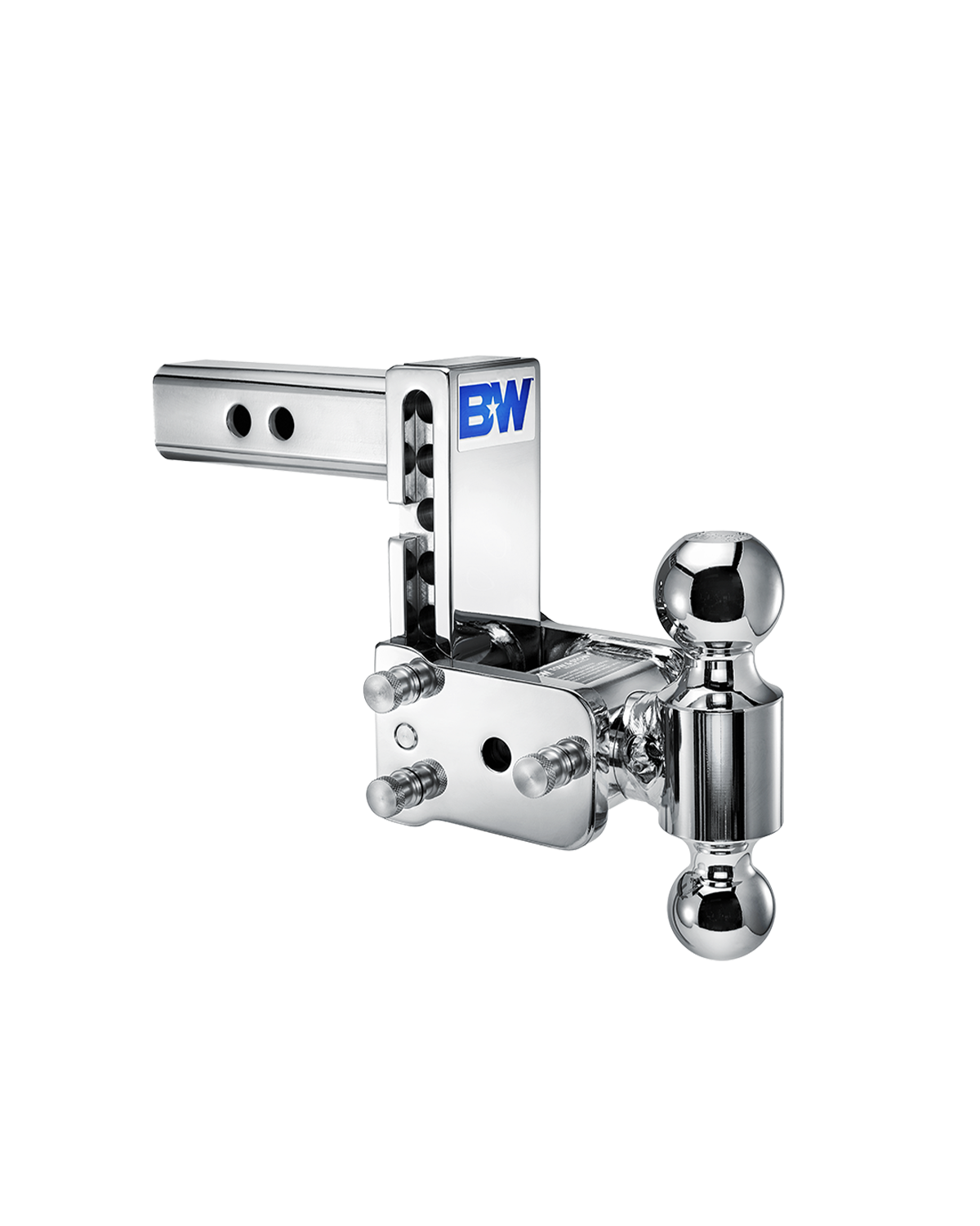 B&W Tow & Stow Adjustable Ball Mount - 2" Shank, 5" Drop, Dual-Ball, Chrome
