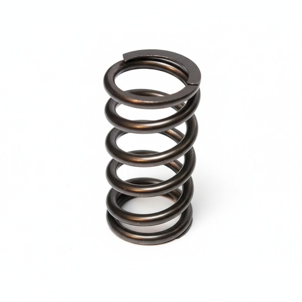Metallic spring on a white background