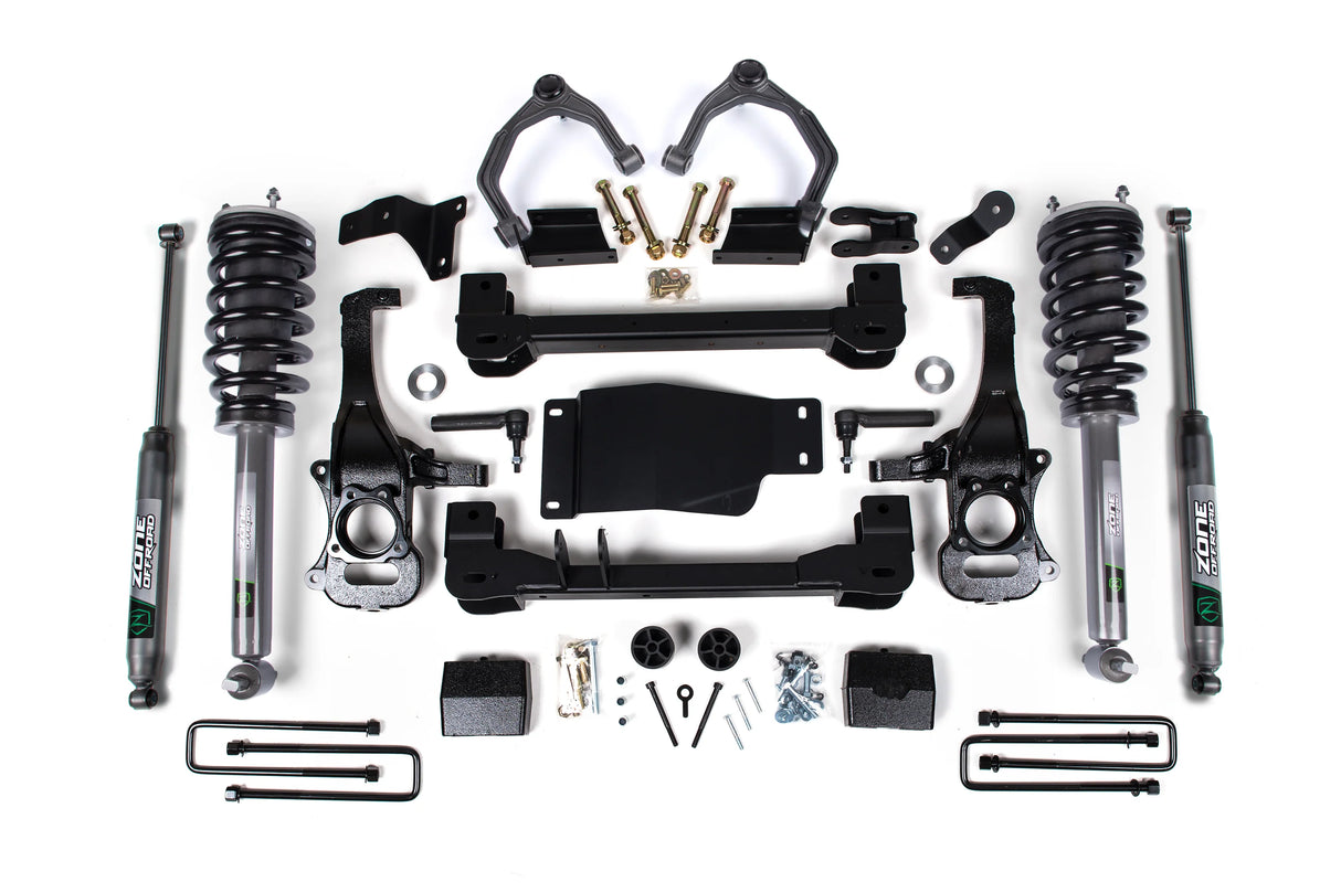 Zone Offroad 2019-2024 GMC 1500 4in Suspension System w/ Fox 2.0 ADV Series Rear Shocks