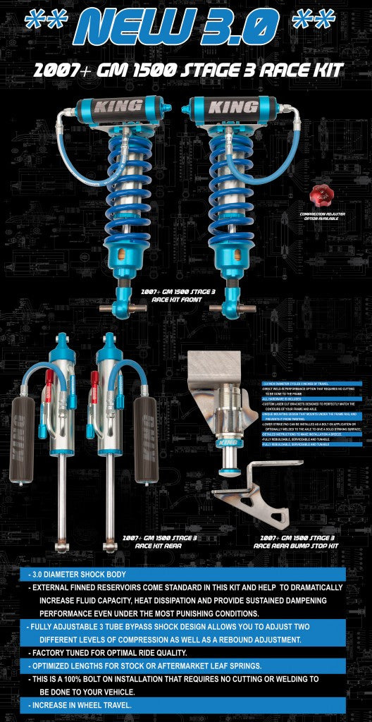 King Shocks GM 1500 2007+ Full Race Stage 3 kit