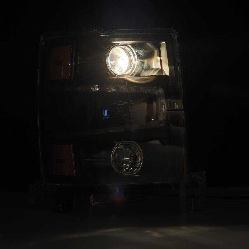 AlphaRex 14-15 Chevy 1500 PRO-Series Projector Headlights Black w/ Sequential Signal & DRL