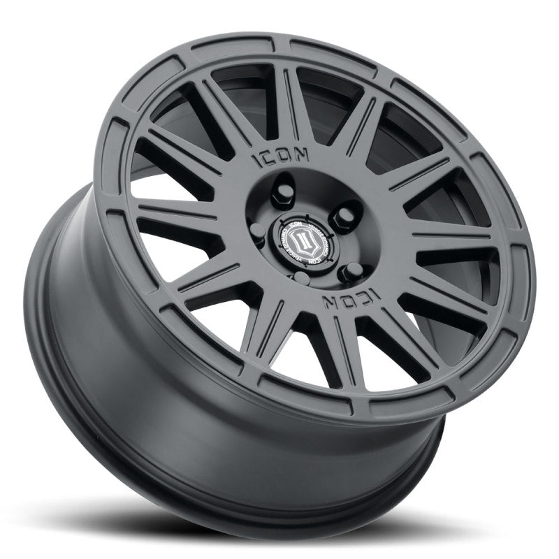 ICON Ricochet | 17x8 | 38mm Offset | 5x4.5 | Satin Black Wheel