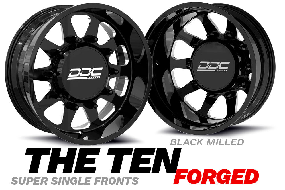 DDC Wheels "THE TEN" for 2005-2023 Ford Dually Forged Black & Milled