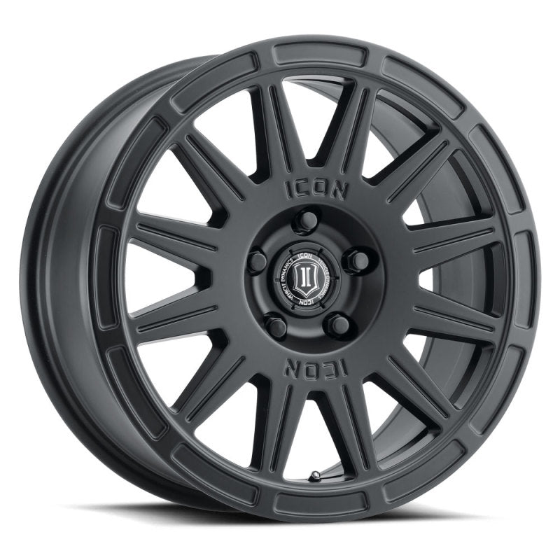 ICON Ricochet | 17x8 | 38mm Offset | 5x4.5 | Satin Black Wheel