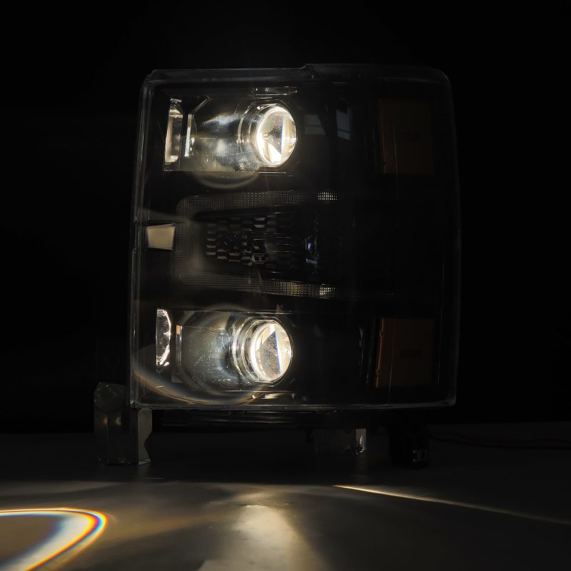 AlphaRex 14-15 Chevy 1500 PRO-Series Projector Headlights, Alpha-Black w/ Sequential Signal & DRL