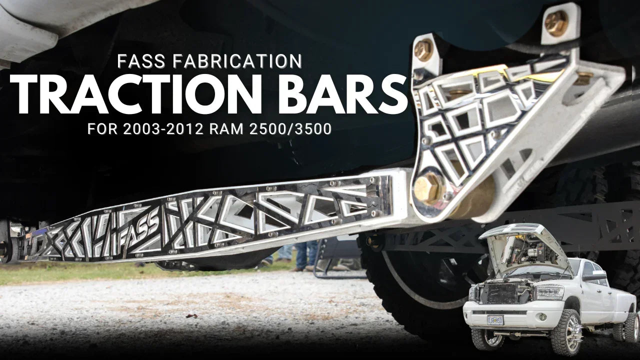 Custom metal traction bars installed on Ram 2500 truck, compatible with 2003-2012 models.