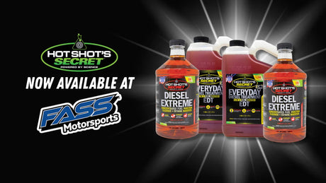 Hot Shot's Secret diesel fuel additives, Diesel Extreme and Everyday Diesel Treatment bottles, against a black background.