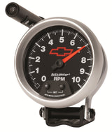 Autometer GM Red Bowtie Black 3-3/4in 0-10000 RPM Pedestal Mount Tachometer Quick-Lite