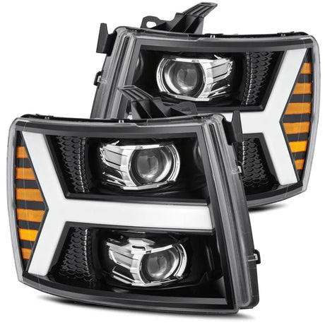 AlphaRex 07-13 Chevy Silverado 1500 / 07-14 2500HD/3500HD LUXX-Series LED Projector Headlights (Plank Style)