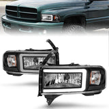 Anzo Crystal Headlight with Light Bar Black Housing for 94-02 Dodge Ram – (ANZ111554)