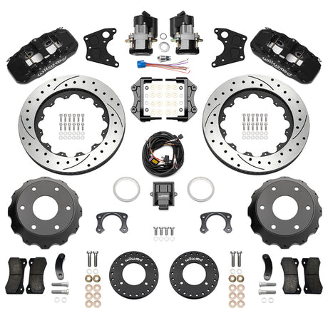 Wilwood Big Ford New Style Aero4 Rear EPB Kit - 14in Drilled Rotor - 2.50in Offset - Black