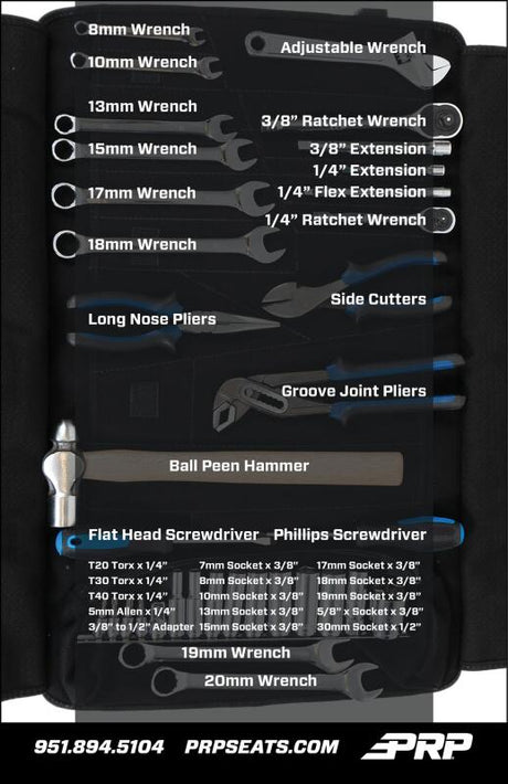 PRP 35pc Can-Am Roll Up Tool bag Tool kit - Black