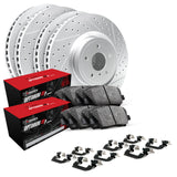 R1 17-20 Ford FusIon Front & Rear Drill/Slot Carbon Coated Rotor Set w/Optimum Pads