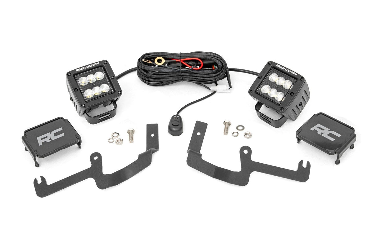 LED Light Kit | Ditch Mount | 2" Black Pair | Flood | Chevy Silverado 1500 (19-26)