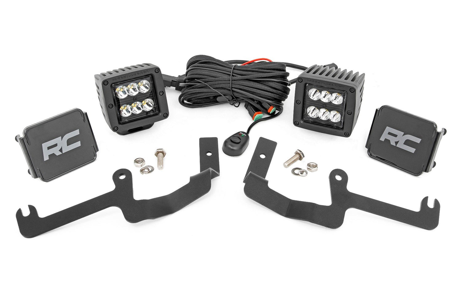 LED Light Kit | Ditch Mount | 2" Black Pair | Spot | Chevy Silverado 1500 (19-26)