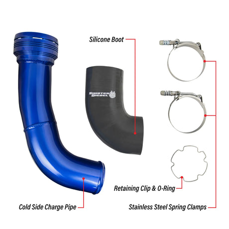 Sinister Diesel 17-21 Ford Powerstroke 6.7L Cold Side Charge Pipe - Gray