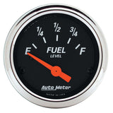 Autometer Designer Black 2 1/16in 0 Ohm E to 90 Ohm F Electronic Fuel Level Gauge