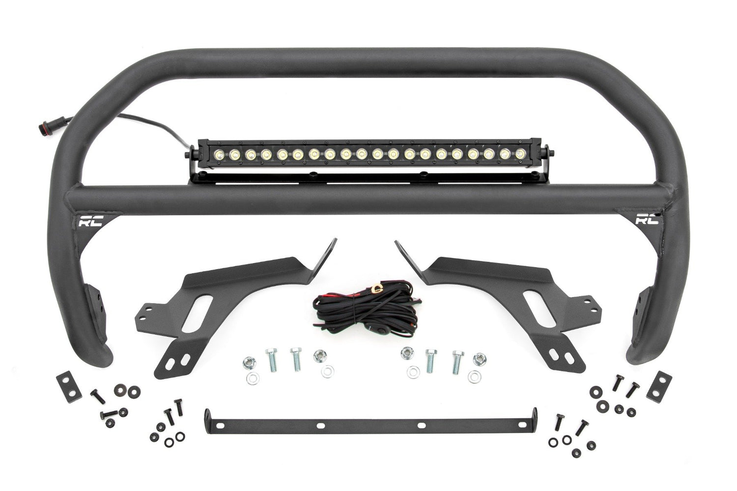 Nudge Bar | w/ Tow Hooks | 20 Inch BLK DRL Single Row LED | Ford Bronco Sport (21-24)