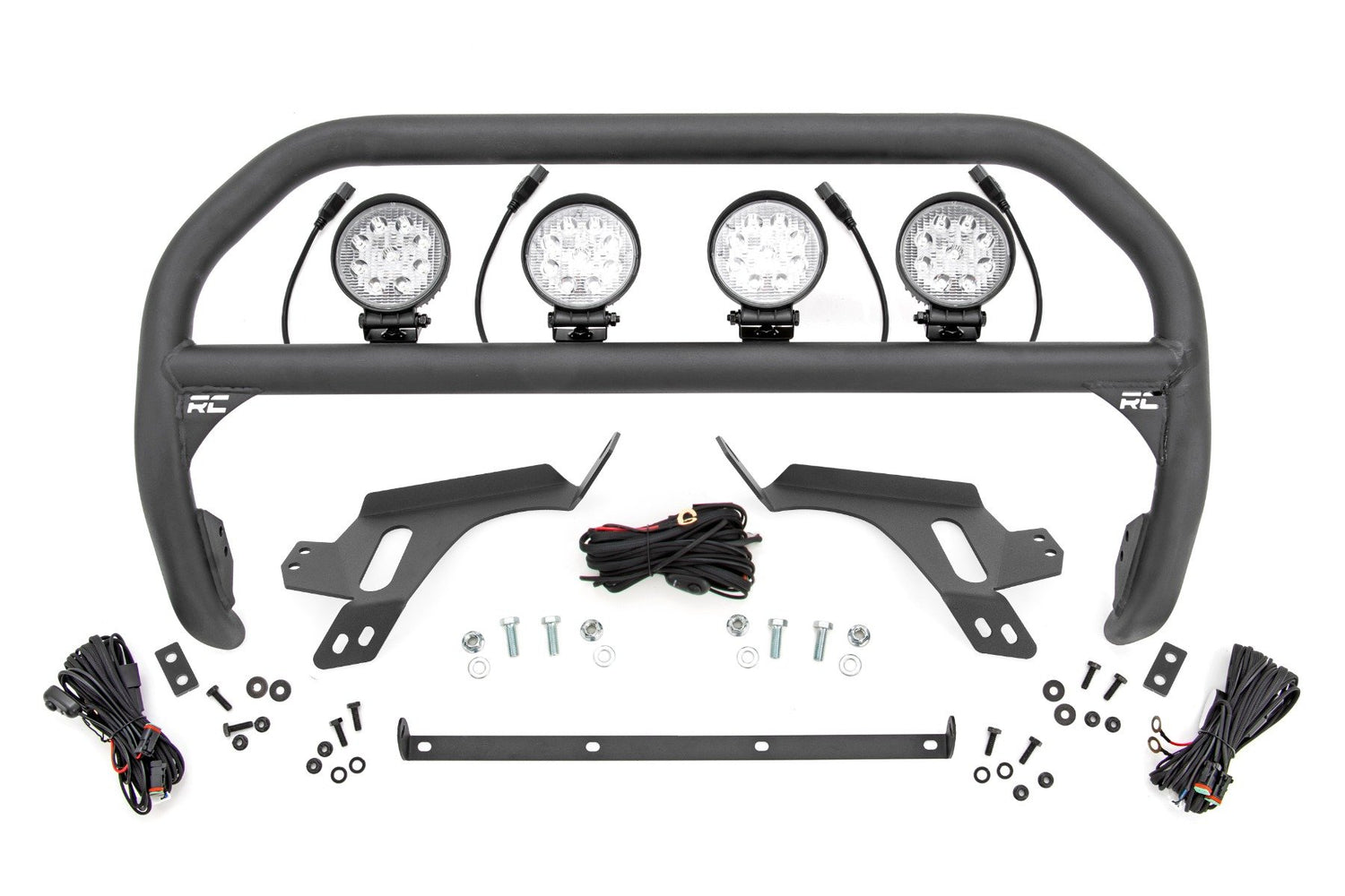 Nudge Bar | w/ Tow Hooks | 4 Inch Round Led (x4) | Ford Bronco Sport (21-24)