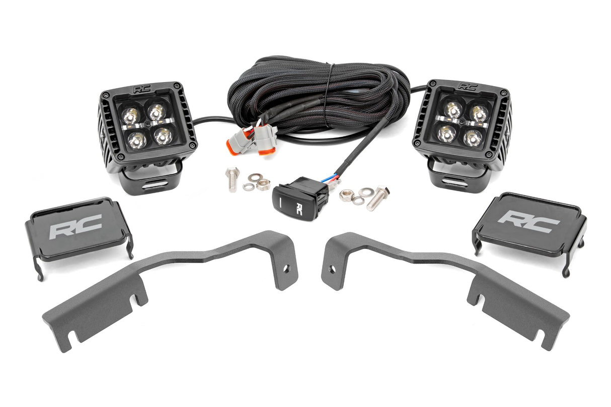 LED Light Kit | Ditch Mount | 2" Black Pair | Amber DRL | Nissan Frontier (22-25)