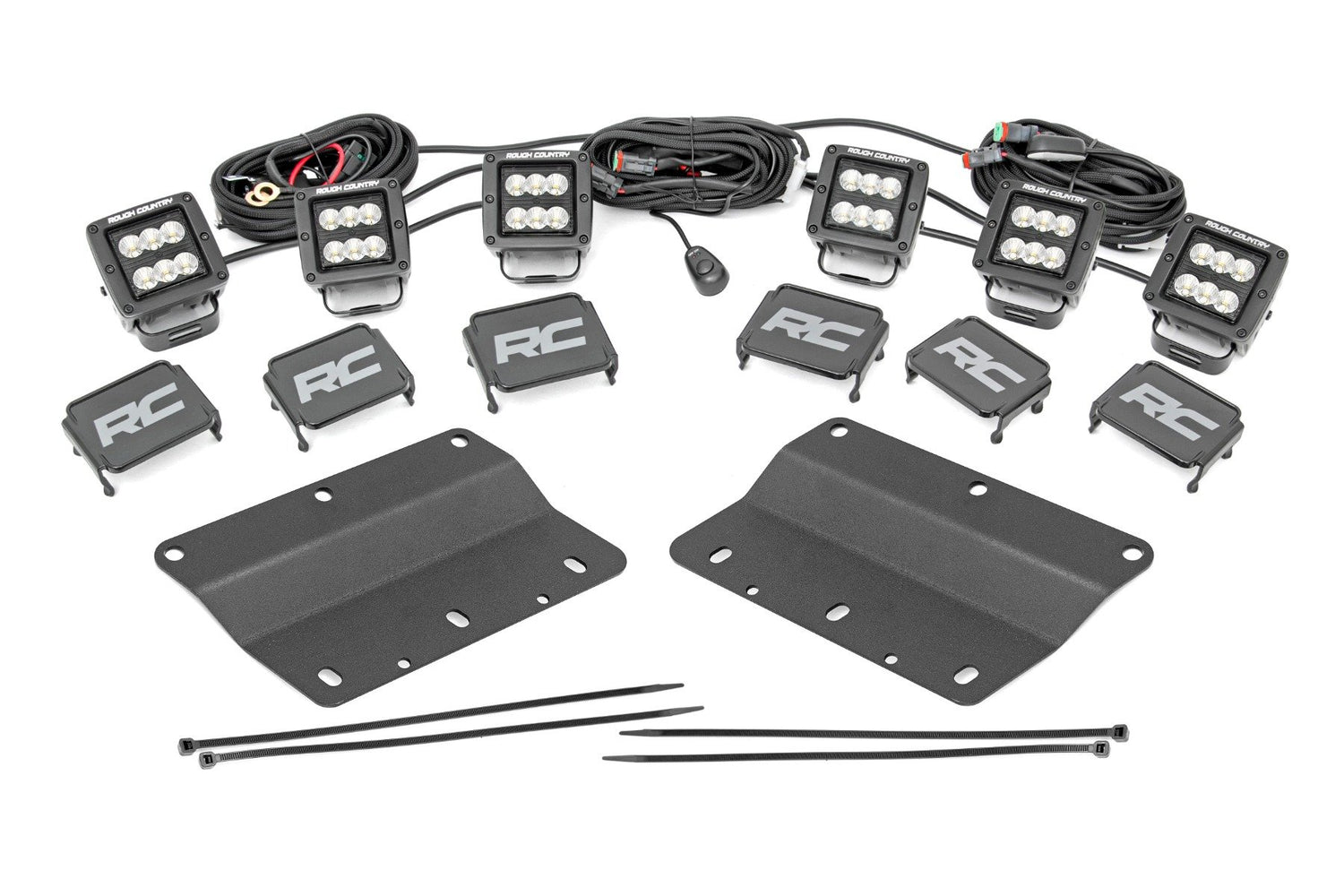 LED Light Kit | Fog Mount | Triple 2" Black Pair | Flood | Ford Bronco (21-25)