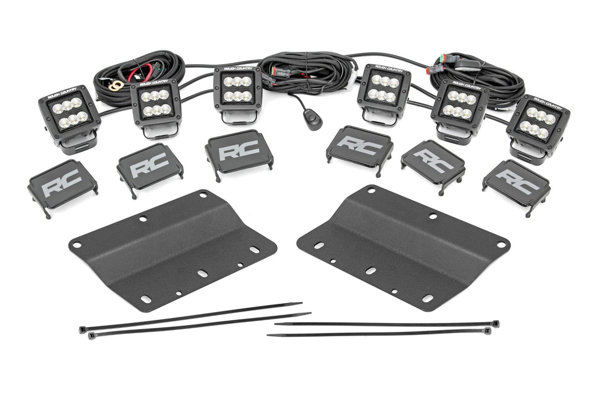 LED Light Kit | Fog Mount | Triple 2" Black Pair | Flood | Ford Bronco (21-25)