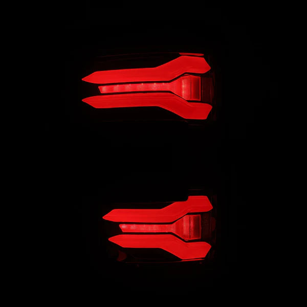 AlphaRex 2024-2025 Ford F-150 LUXX LED Taillights Blk-Red Activ Light/Seq Signal - Smoked Lens