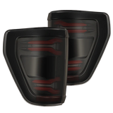 AlphaRex 2024-2025 Ford F-150 LUXX LED Taillights Blk-Red Activ Light/Seq Signal - Smoked Lens