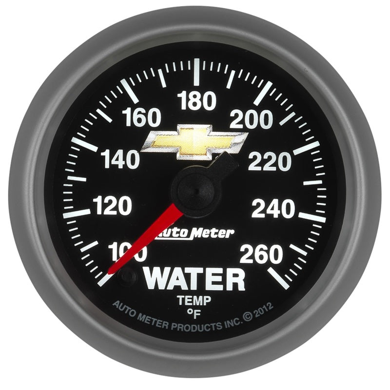 AutoMeter Gauge Water Temp 2-1/16in. 100-260 Deg. F Digital Stepper Motor Chevy Gold Bowtie