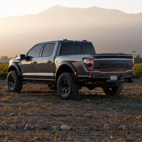 AlphaRex 2024-2025 Ford F-150 LUXX LED Taillights Blk-Red Activ Light/Seq Signal - Smoked Lens