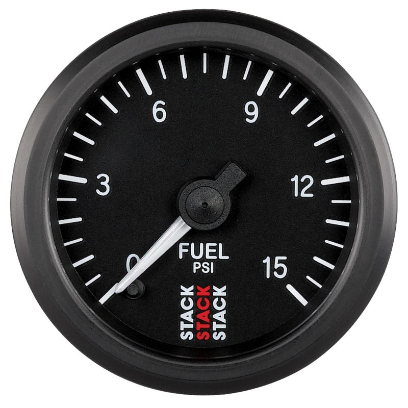 Autometer Stack 52mm 0-15 PSI 1/8in NPTF Male Pro Stepper Motor Fuel Pressure Gauge - Black