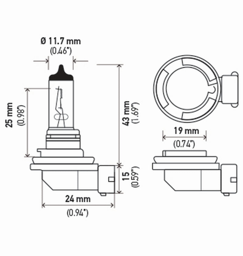 Hella H11 12V 55W PGJ19-2 HP2.0 Performance Halogen Bulb - Pair