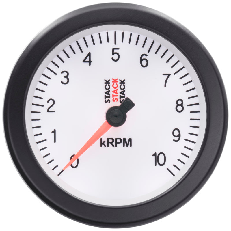 Autometer Stack Sport 88mm 0-10K RPM Tachometer - White