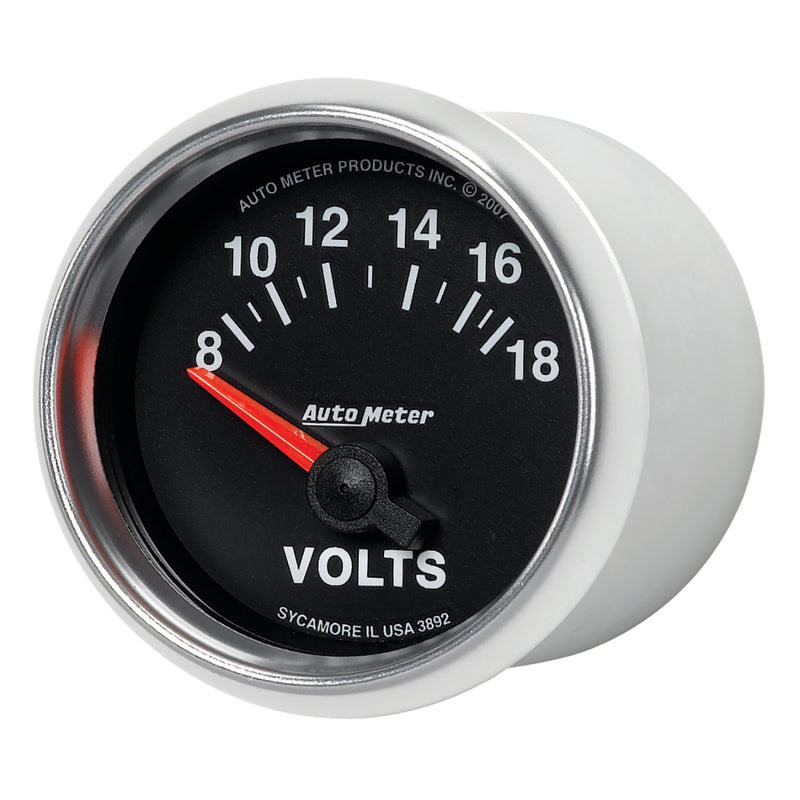 Autometer GS 52mm 8-18 Volts Short Sweep Electronic Voltmeter Gauge