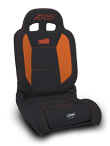 PRP EnduroDaily Reclining Suspension Seat - Black/Orange Vinyl - Driver