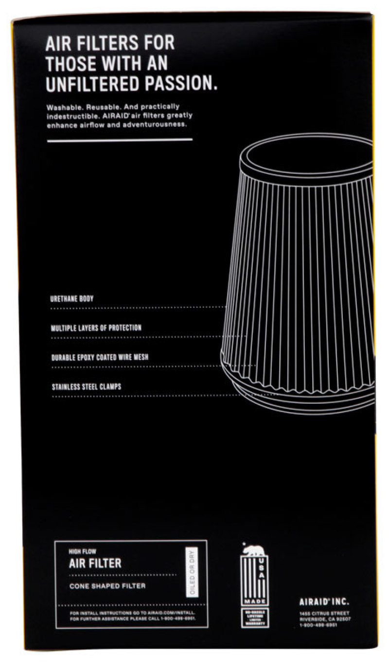 Airaid Universal Air Filter - Cone 3-1/2 FLG x 6in B x 4-5/8in T x 9 H