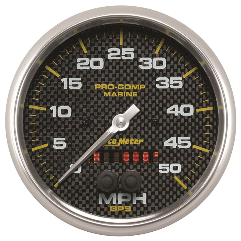 Autometer Speedometer Gauge 5 inch 50MPH GPS Marine Carbon Fiber