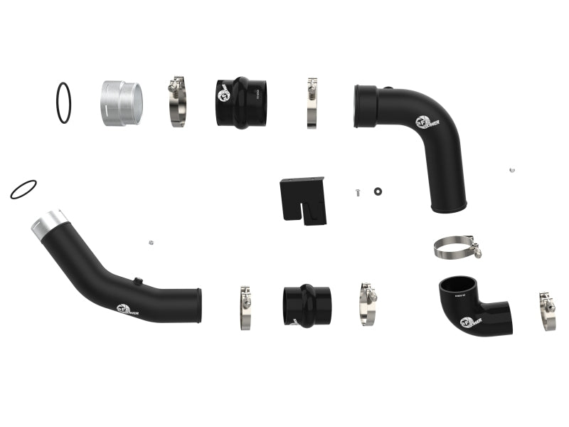 aFe 23-24 Ford Diesel Trucks V8-6.7L (td) BladeRunner Aluminum Hot and Cold Charge Pipe Kit - Black