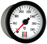 Autometer Stack 52mm 140-280 Deg F 1/8in NPTF Male Pro Stepper Motor Oil Temp Gauge - White