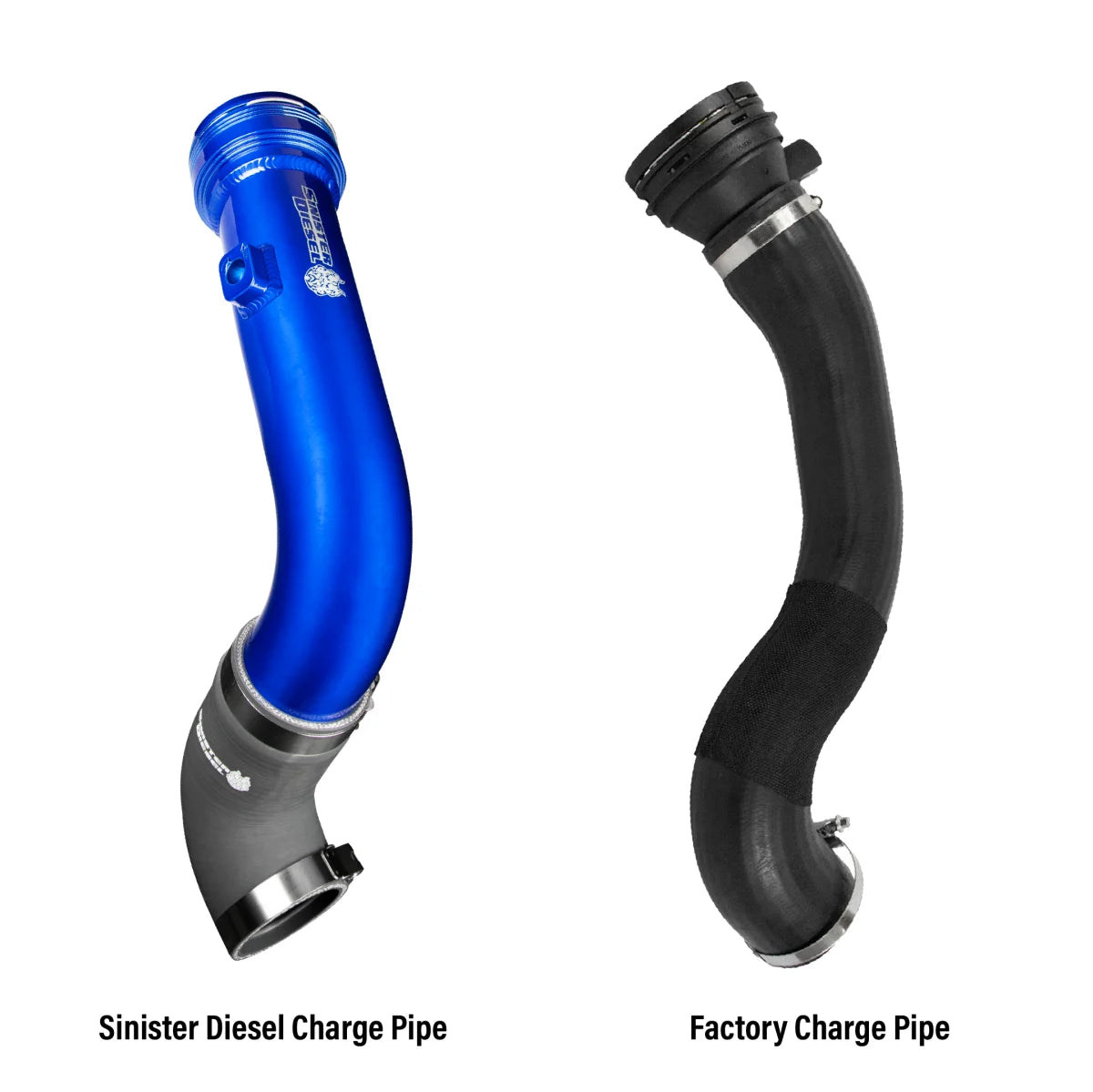 Sinister Diesel 17-21 Ford Powerstroke 6.7L Cold Side Charge Pipe - Gray