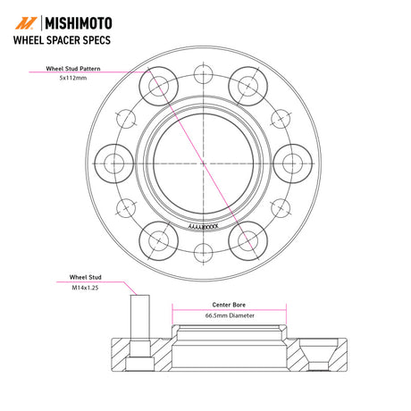Mishimoto Wheel Spacers - 5x112 - 66.5 - 20 - M14 - Black
