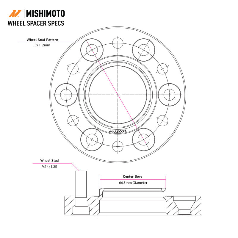 Mishimoto Wheel Spacers - 5x120 - 72.6 - 12 - M14 - Black
