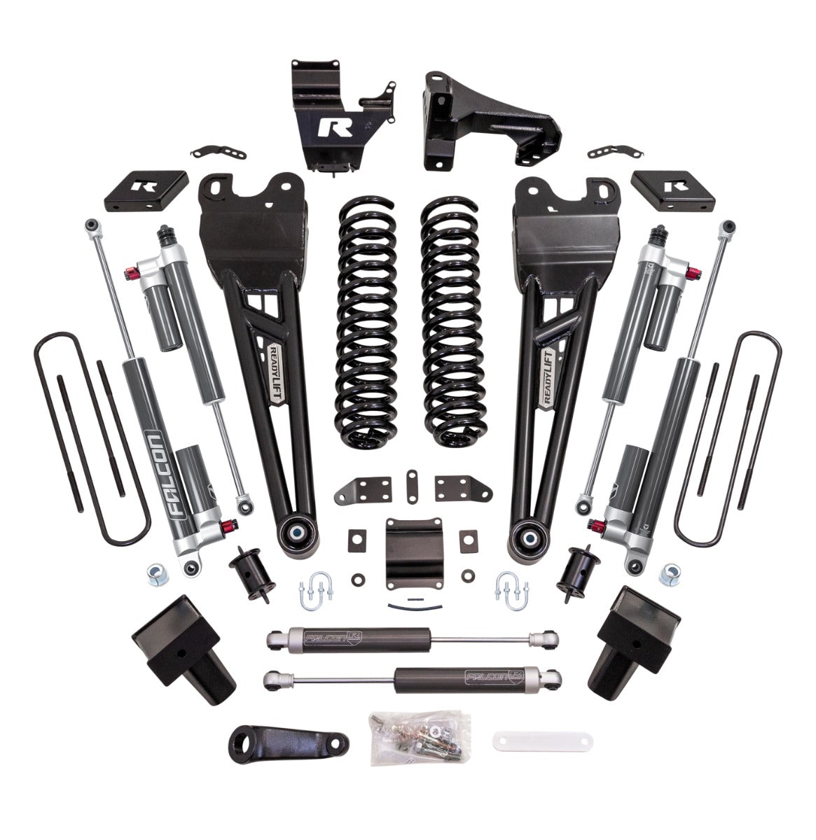 ReadyLIFT 43-23660 - 2023-2026 Ford F250/F350 Diesel  6'' Coil Spring Lift Kit with Falcon 3.3 Front/Rear Shocks, Radius Arms, Dual Steering Stabilizer, and Front Track Bar Bracket